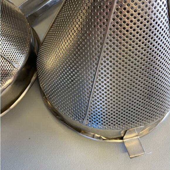 NWT Colander Cone Pot Strainer Coarse Stainless Steel 02 Pieces - Picture 7 of 9